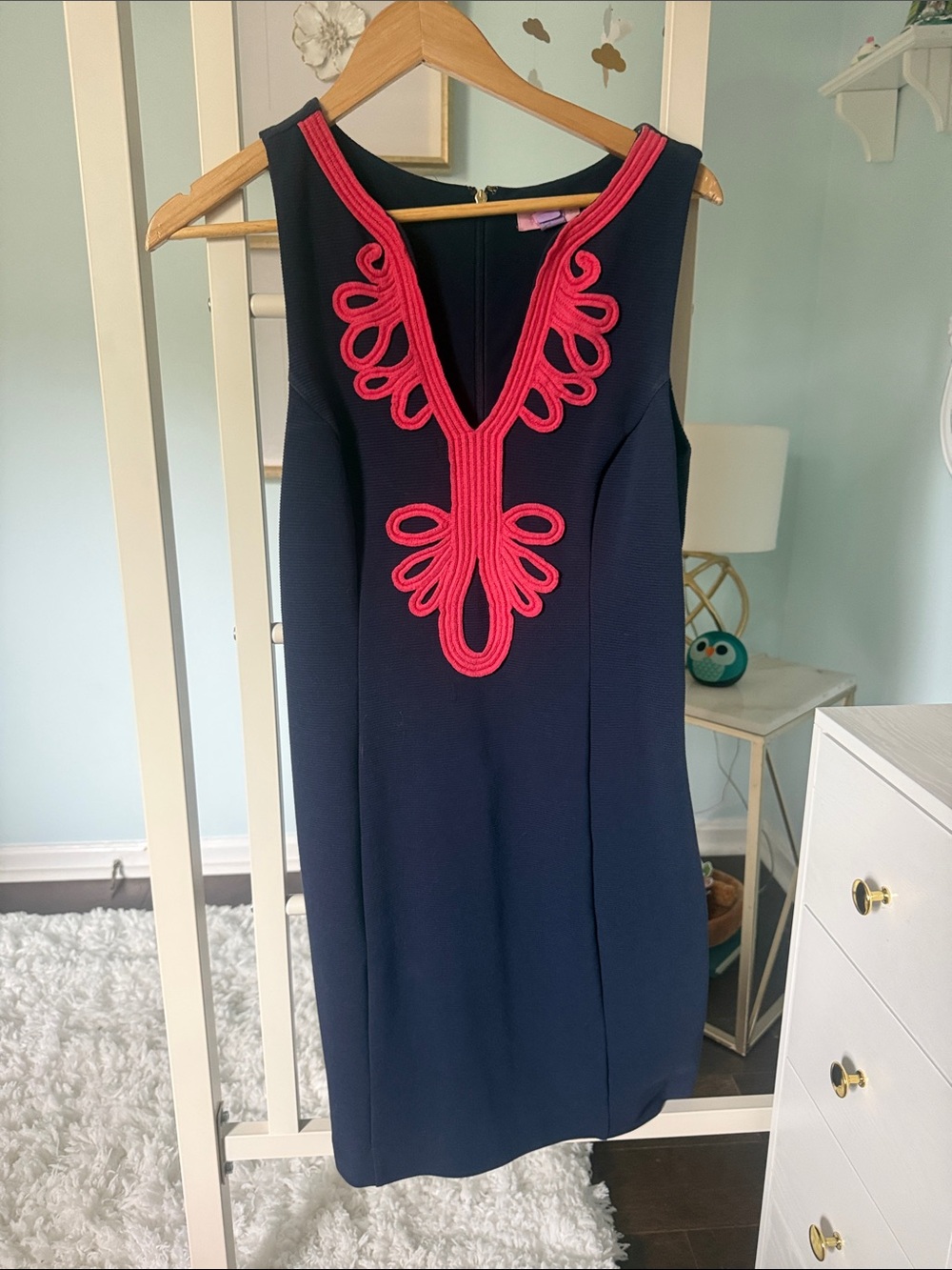 Lilly Pulitzer Navy Sheath Dress with Pink Trim
